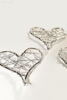 Draht Herzen Rattanoptik Silber